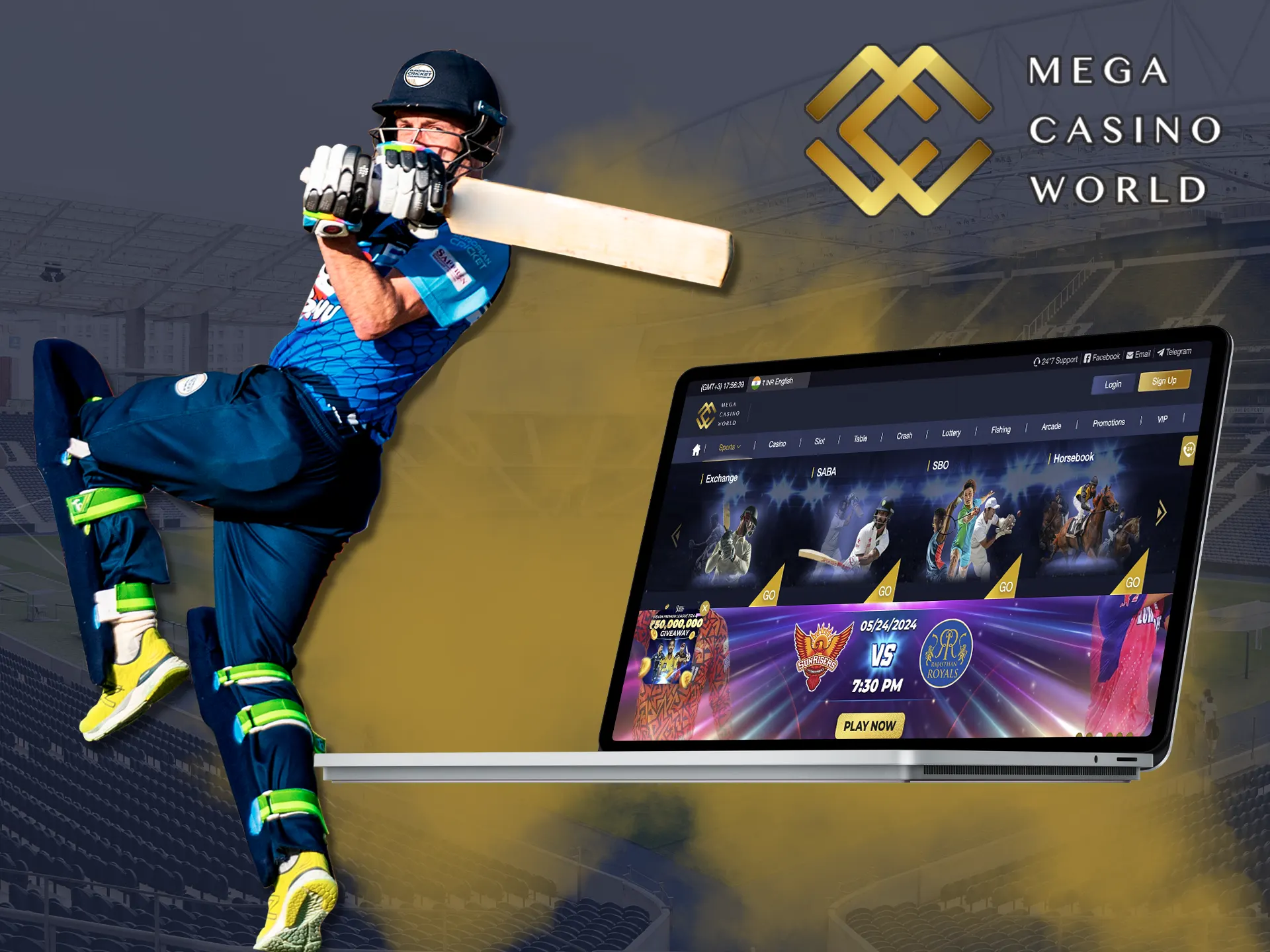 You will be able to play casino right on your device on the Mega Casino World.