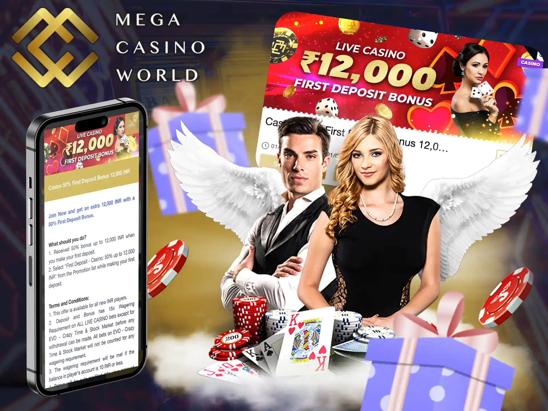 Get nice compliments for playing with a live dealer at Mega Casino World.