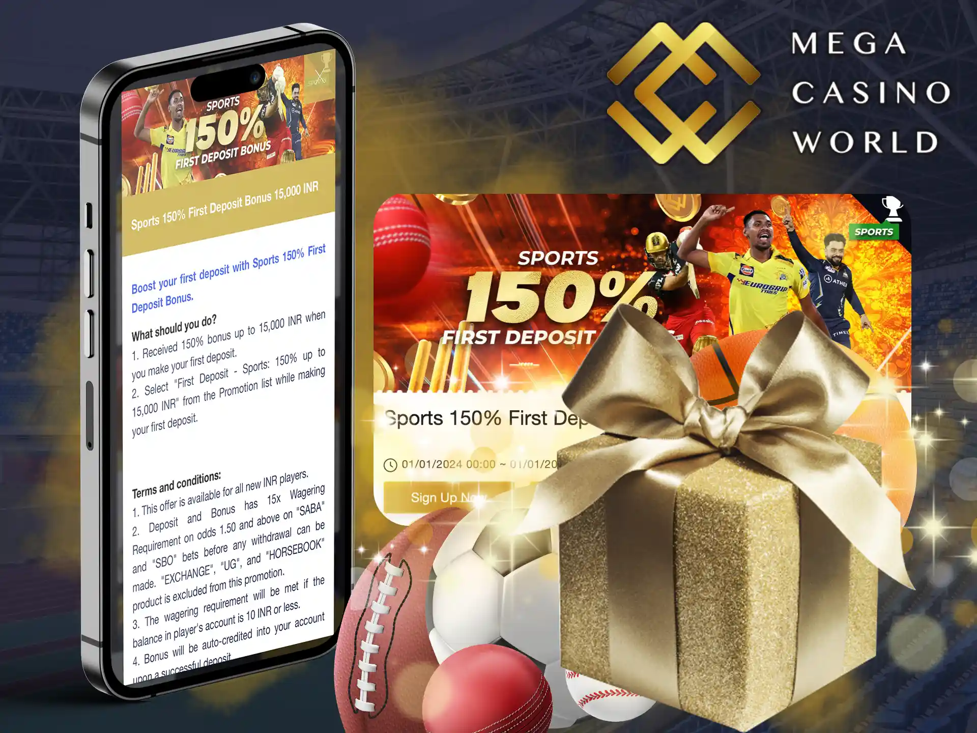 Get a boost to your balance by betting on sports at Mega Casino World.