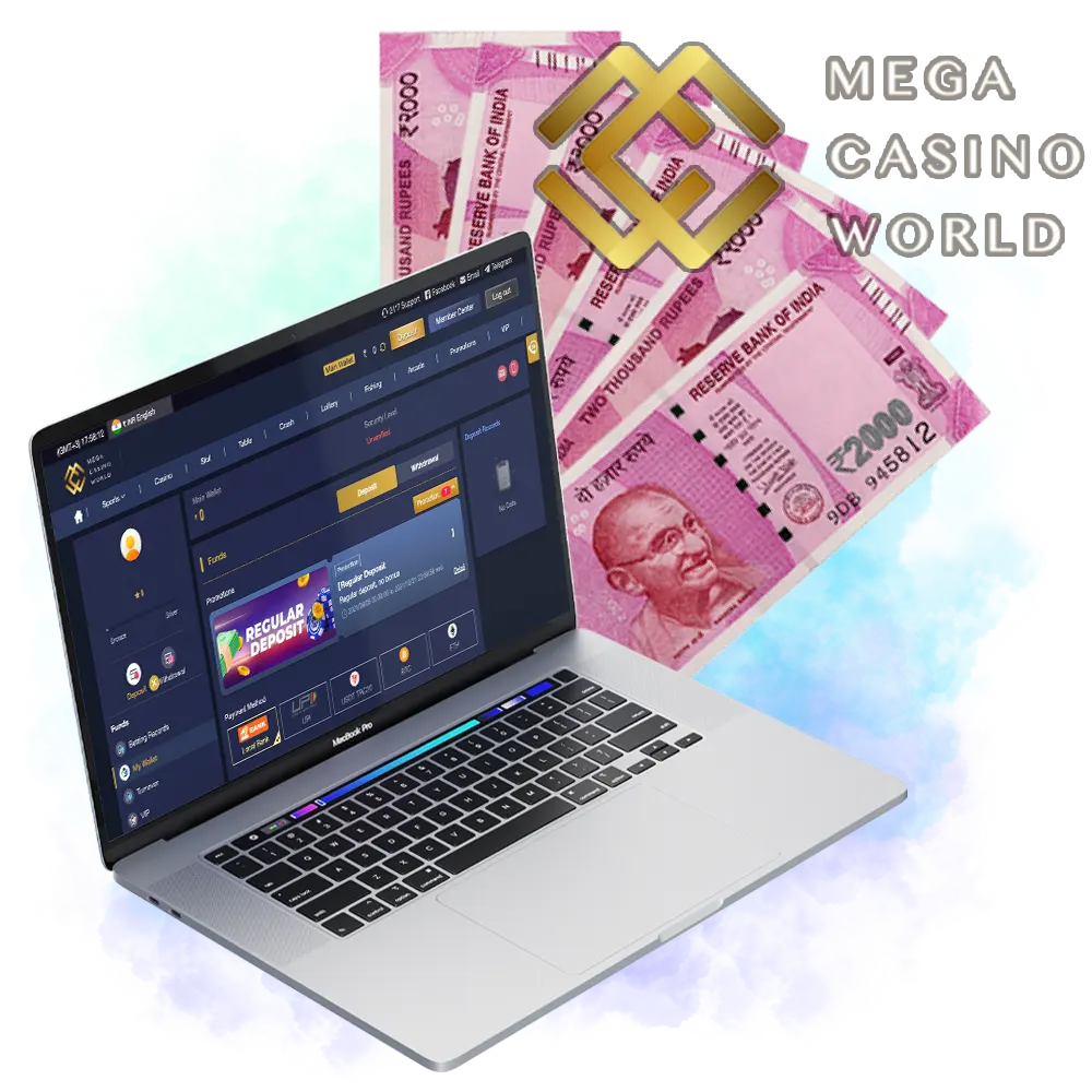 Fund account Mega Casino World and you can withdraw your winnings.