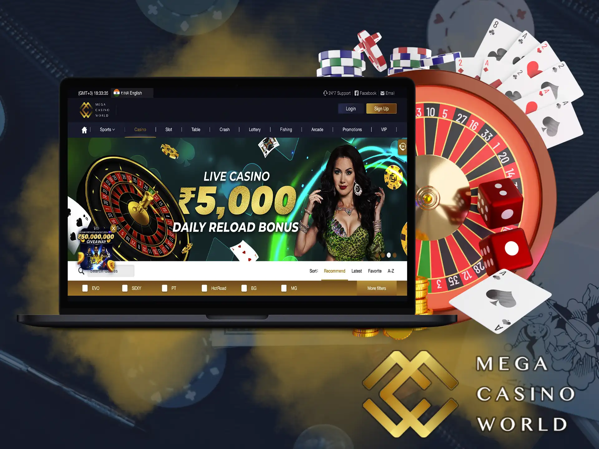 Players will find plenty of entertainment from trusted suppliers at Mega Casino World.