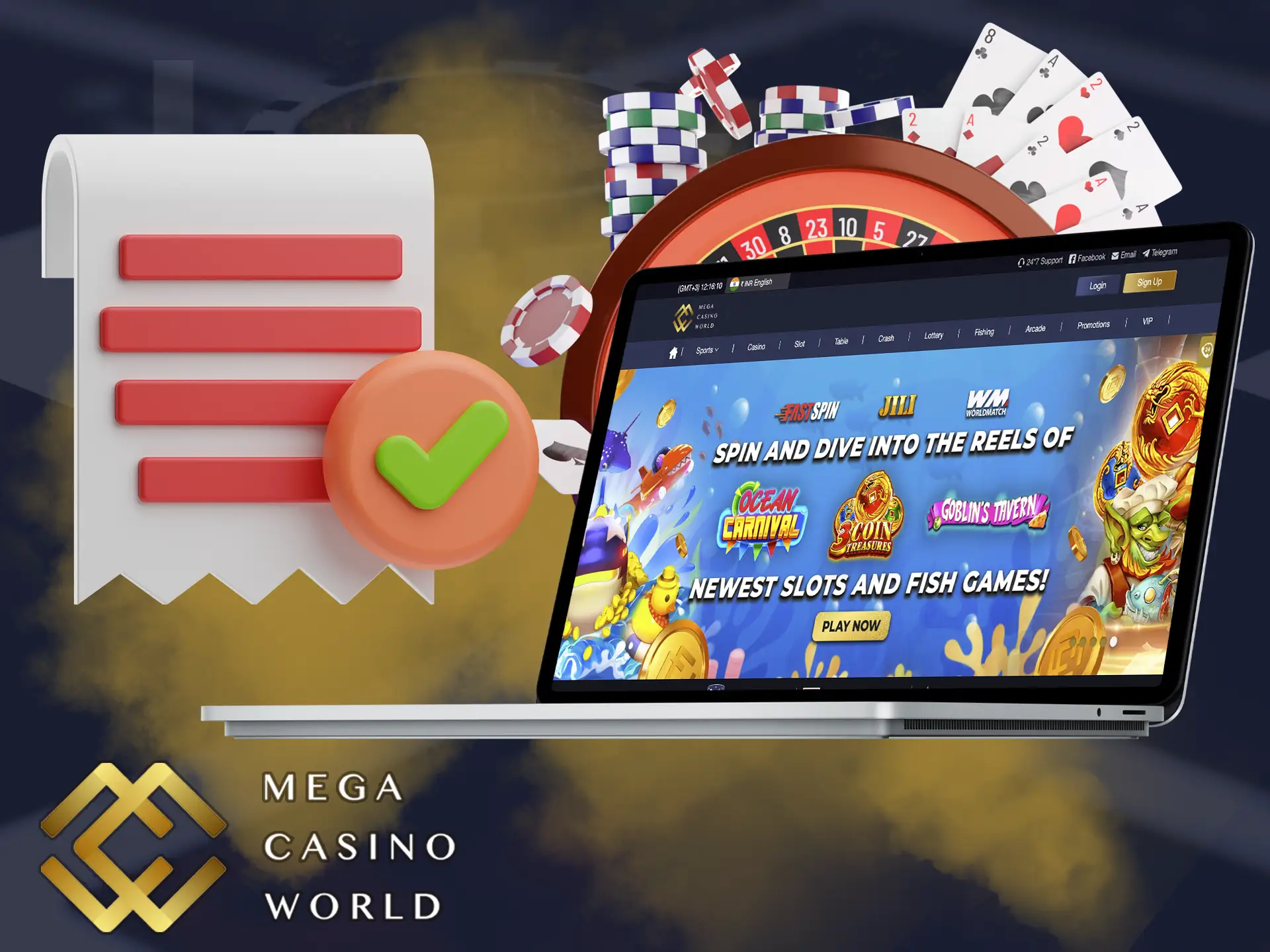 Users may not copy information from the Mega Casino World website for personal use.