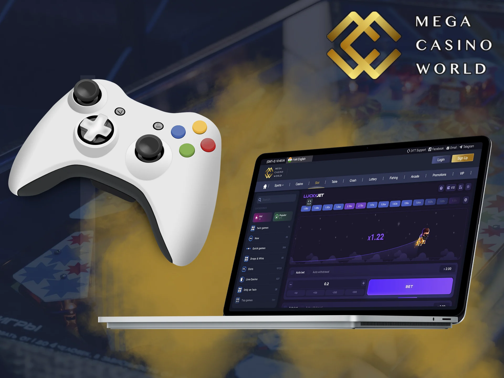 The uncomplicated interface will help new users play effective in Mega Casino World platform.