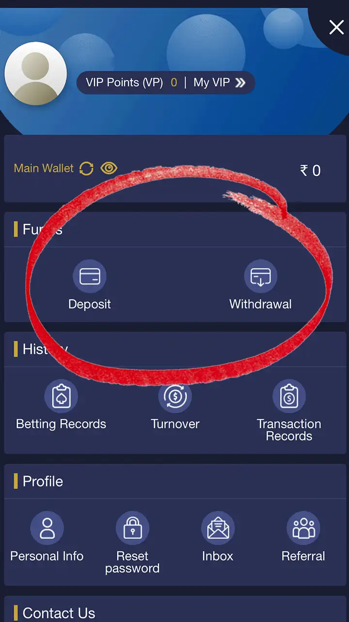 Go to your virtual wallet to deposit or withdraw your winnings at Mega Casino World.