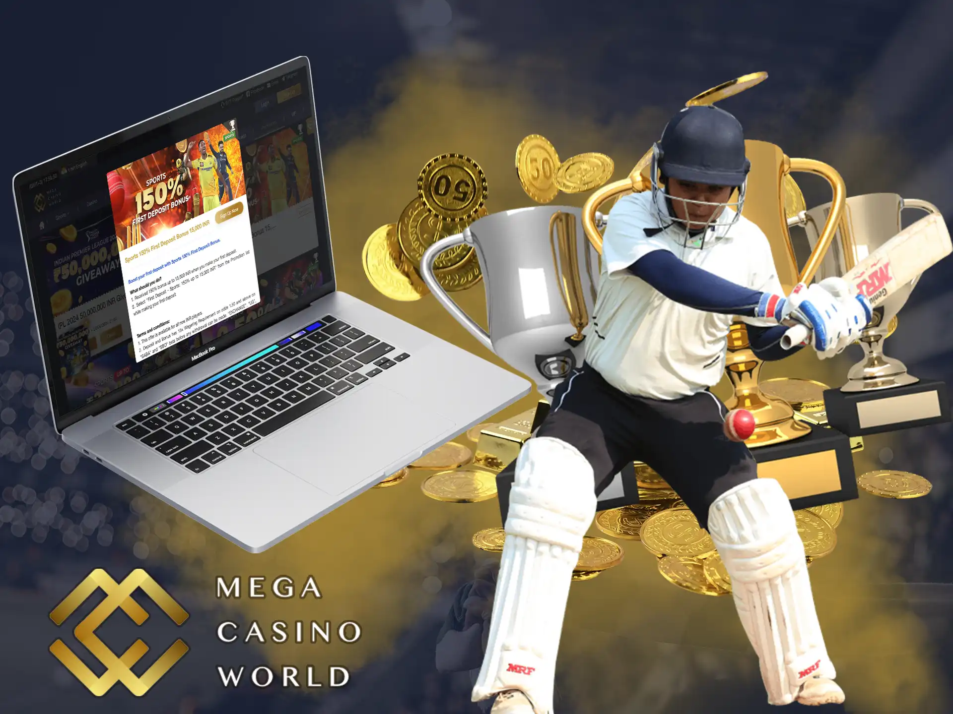 Get a solid betting bonus on your first deposit at Mega Casino World.