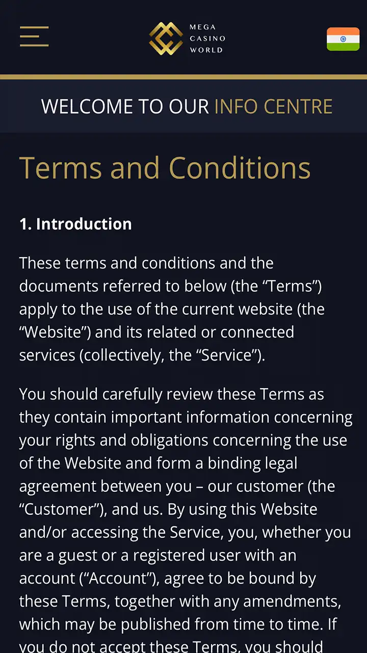 To avoid getting your account blocked read the basic rules of Mega Casino World.