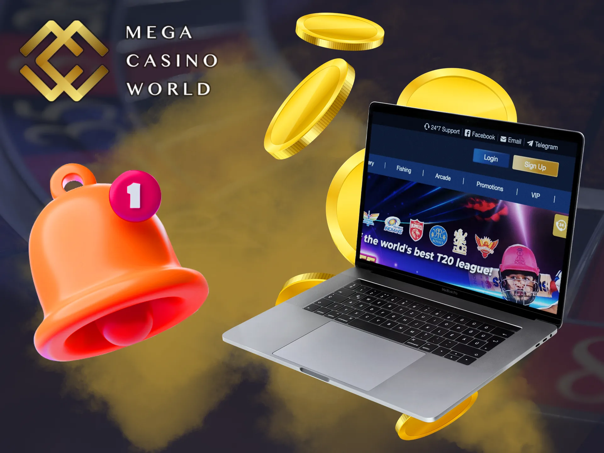 If you actively use social networks, you can ask questions about Mega Casino World there.