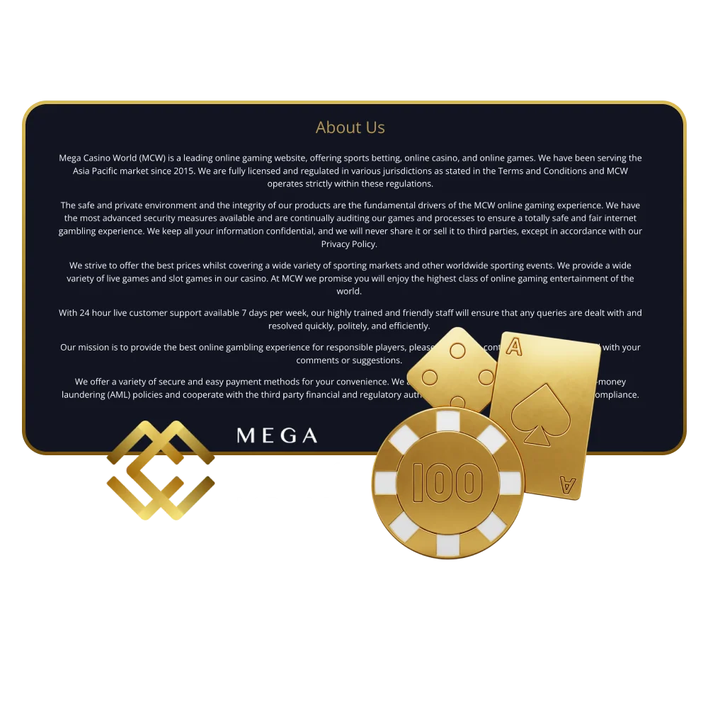 Mega Casino World is a trusted betting and casino site with a reputable license.