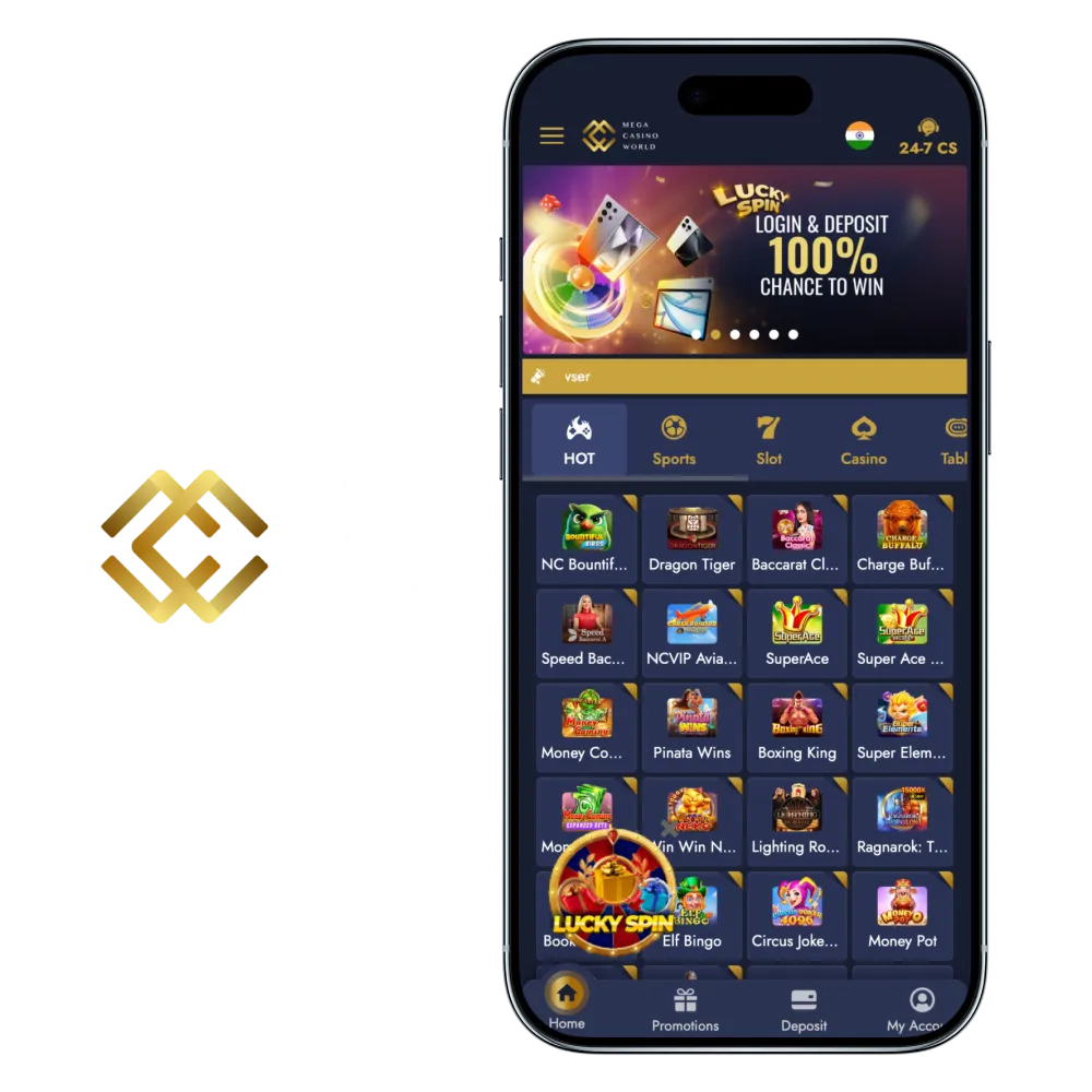 Get the Mega Casino World app on your iOS or Android device.