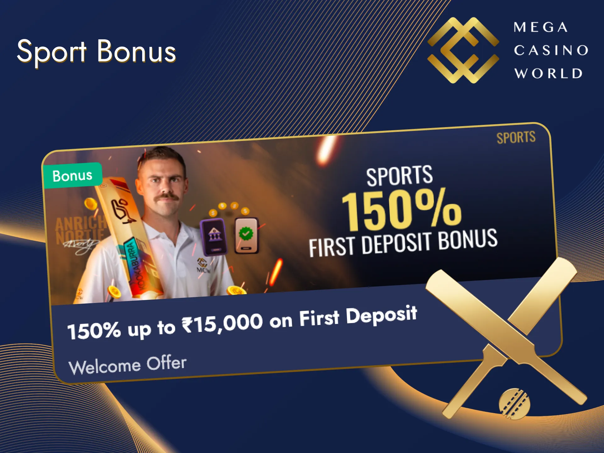 Get real money betting on sports at Mega Casino World.