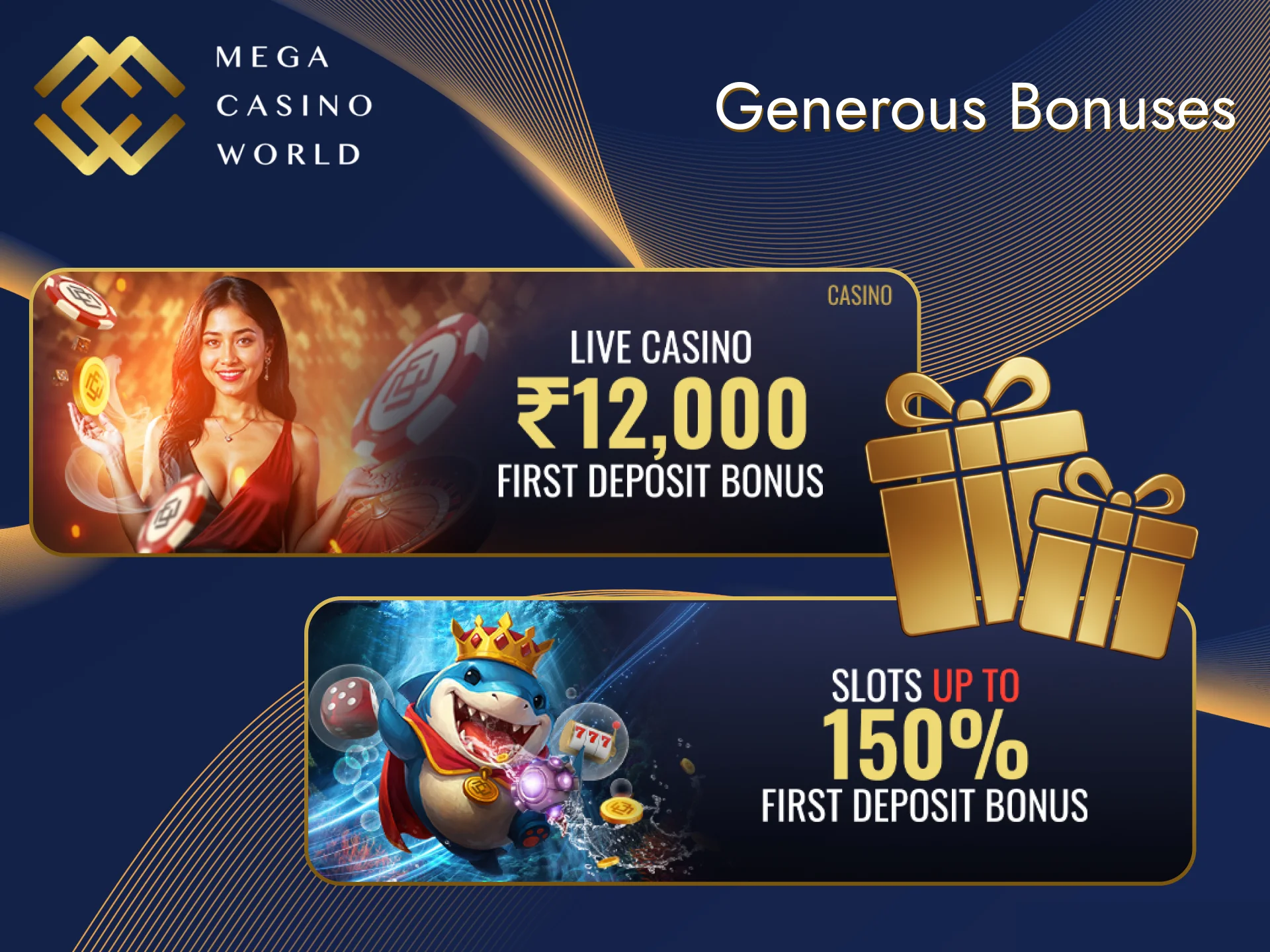 Get nice cash prizes simply by creating an account at Mega Casino World.
