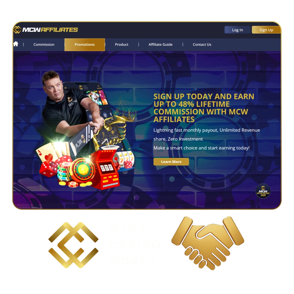 Become Mega Casino World partner joining its affiliate program and benefit more from games.