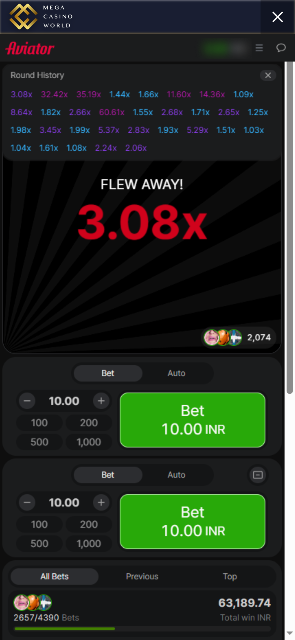 Watch round history for better predictions at Mega Casino World crash games.