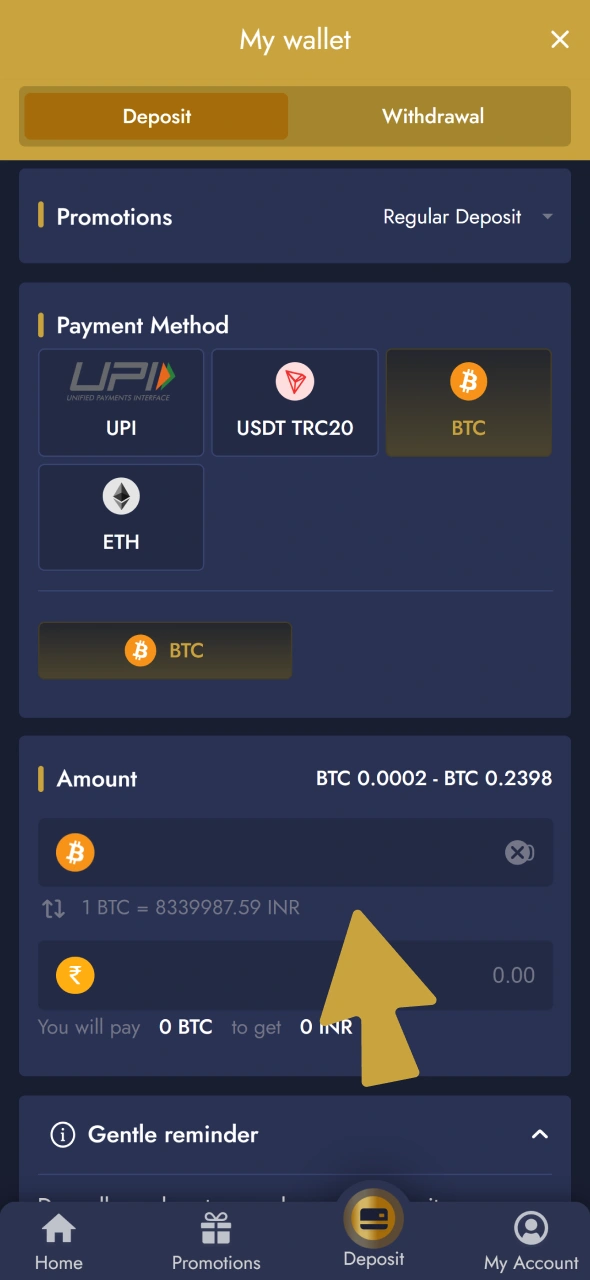 Make a deposit for your bet at Mega Casino World.