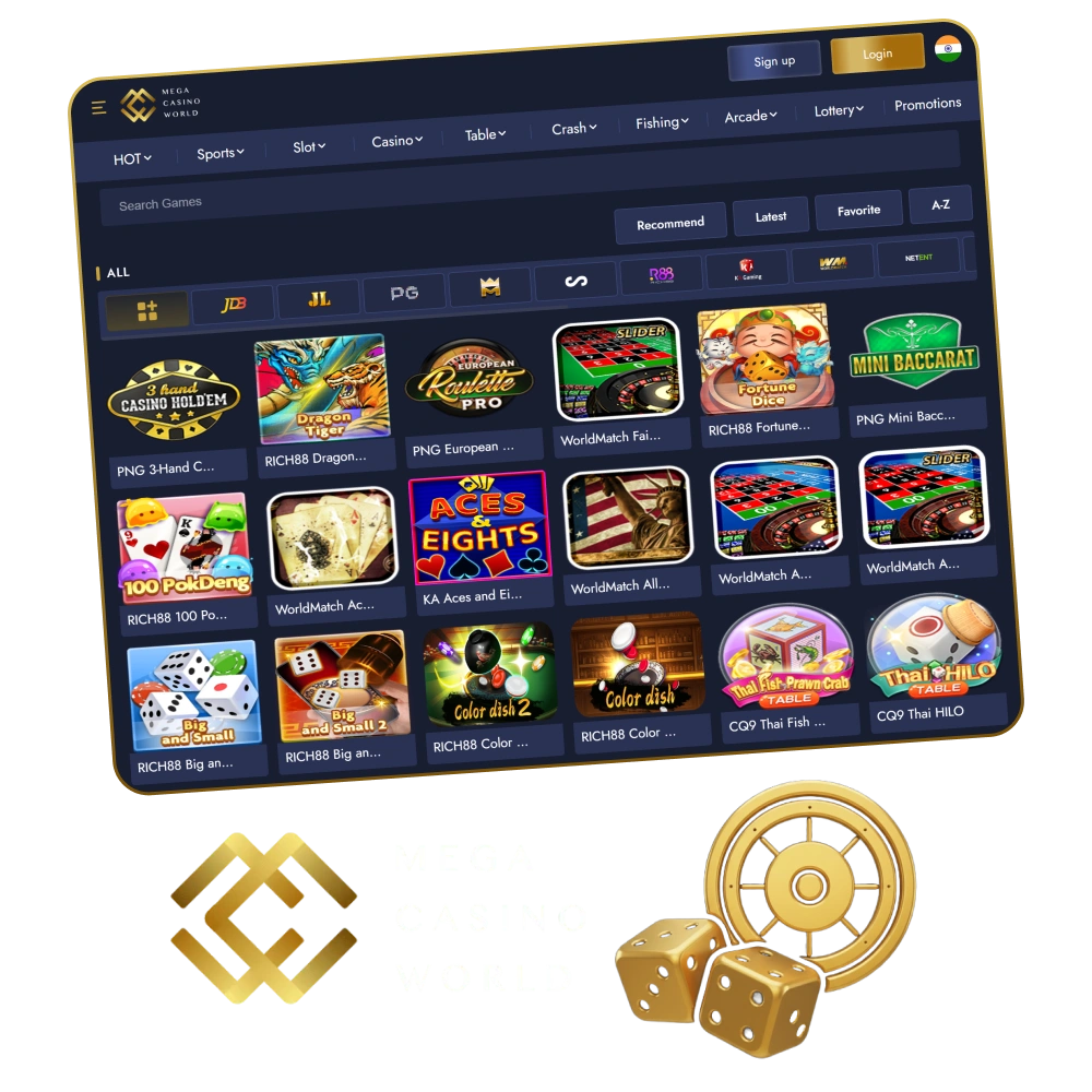 Play table games and win at Mega Casino World.