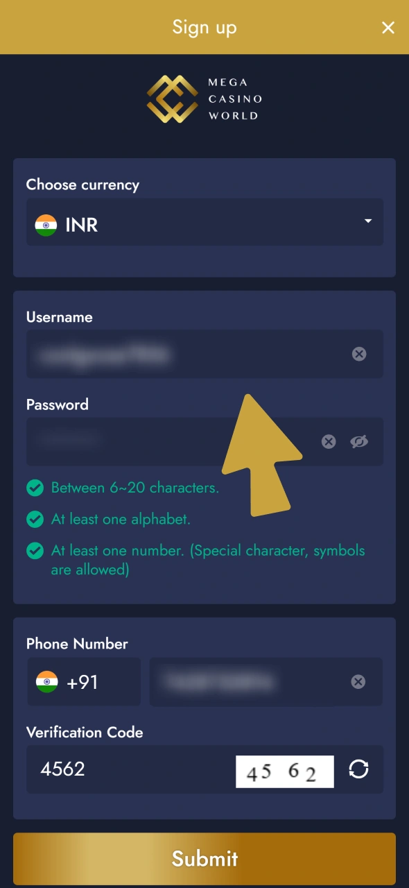 Make an account to start tennis betting at Mega Casino World.